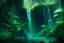Placeholder: A spellbinding landscape of a cascading waterfall, plunging into a deep, emerald pool, surrounded by a dense, verdant jungle teeming with vibrant flora and fauna.