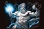 Placeholder: Detailed and realistic illustration of Greek god Zeus holding holding lightning. Vintage style illustration. Ultra high resolution.