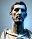 Placeholder: Ultra Realistic image, roman sculpture, white marble deluxe material, Angel di maria soccer player, Greece Laurel crown, miguel angel style, chisel style, emperador, waist up portrait, cinematic lighting, God light, god rays, 4k resolution, smooth details, ornate details, soft lighting, unreal engine 5, sky background.