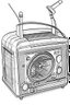 Placeholder: Outline art for coloring page A TINYMITE RADIO, coloring page, white background, Sketch style, only use outline, clean line art, white background, no shadows, no shading, no color, clear