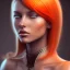 Placeholder: fantasy setting, woman with bicolor hair in shades of orange and white