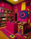 Placeholder: A magenta psychic library with a cyclops painted by Wassily Kandinsky