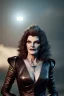 Placeholder: Rene Russo as evil queen in leather, cleavage, angry, stern look, unreal 5, octane render,cinema4d, dynamic lighting, dramatic lighting, 4k, redshift render, highly detailed, hyper realistic