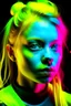 Placeholder: Neon negative in yellow pink and cyan colours pig tails girl face