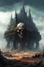 Placeholder: city, fantasy build in the decaying corpse of a titan lying on a ground, wide as a continent, concept art