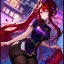 Placeholder: Clear focus, 8k, beautiful lighting, vibrant colors, girl, red hair, long hair, vibrant purple eyes, ponytail, messy hair, black stockings, chinese clothes, Kung Fu,