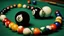 Placeholder: 8 ball and cue ball on a pool table