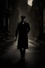 Placeholder: A dark street with tommy shelby walking in his hand, best quality, cinematic,