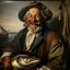 Placeholder: 18th century fisherman, large with sharp teeth smiling