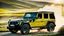 Placeholder: A sleek (((Bugatti G Wagon))) with a majesticly curved rear, cutting through a (sunny, open countryside) backdrop