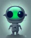 Placeholder: green alien in the style of mark ryden, (big black oval eyes), silver spacesuit, martian, raygun, 2d render icon, cute, sticker art, vibrant colors, moon surface bg, south park, centered full body in center of frame, smooth, (hello kitty art), minimal detail, bright lighting