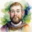 Placeholder: watercolour, illustration, portrait, halfling, friar, beard