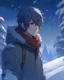 Placeholder: Man in the snow,anime style,4k