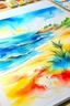 Placeholder: create colored cover paint,beach landscape ink with watercolor, design covers all the page,brilliant colors