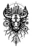Placeholder: Design tattoo: A Taurus bull surrounded by roots and trees, with gears and the Detroit skyline in the background, combining earthy elements with industrial details. Black and gray shading with geometric accents and a celestial theme