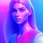 Placeholder: A portrait of a crystalised beautifull girl,smiling, laughting longs hairs, atmospheric, realistic,, cinematic lighting, octane render,, pink turquoise light, blue eyes nice