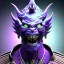 Placeholder: oni purple villain in galaxy, teal and purple smoke, detailed, realistic, 4k