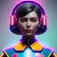 Placeholder: waitress cyber woman, rounded face, black short hair, color cheeks, striped shirt, vibrant color, highly detailed, art stations, concept art, smooth, unreal engine 5, god rays, ray tracing, RTX, lumen lighting, ultra detail, volumetric lighting, 3d, finely drawn, high definition, high resolution.