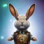 Placeholder: steampunk rabbit, extremely detailed, UHD, 8k,The close-up camera effect,sharp focus,perfect, background forest,position,hyperphotorealistic