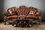 Placeholder: image of a Royal sofa with 3d fractal base decoration made of good wood no background
