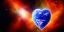 Placeholder: earth in front of a heart shaped nebula