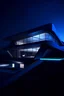 Placeholder: A futuristic house, external, night