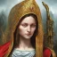 Placeholder: The Virgin Mary, cry in the dark, blood, darkness, Outlast, photorealistic illustration, 8k