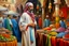 Placeholder: oriental arabic man standing a market painting neoclassism colorfull