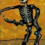 Placeholder: a skeleton dancing painted by van gogh