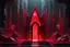 Placeholder: A Stargate portal, Made of Thousands of Deep Crimson Crystal shards with light red accents, Irregular surface of crystal, Within a Dark Stone temple with deep red lighting and shadows,