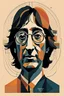 Placeholder: a highly detailed, abstract flat geometric portrait illustration of John Lennon in the minimalist style of Willi Baumeister, Federico Babina and Petros Afshar, sharply detailed and finely lined, in vibrant natural colors