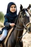 Placeholder: Young girl wearing hijab riding horse