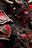 Placeholder: a close up of a person in armor, black bull samurai, minotaur in ancient armor, ornate armor covered in thorns, demon samurai warrior, black and reddish color armor, moon bull samurai, red demon armor, samurai armor, intricate assasin armor, black heavy armor with gold trim, anime fantasy artwork, black and red armor, minotaur warrior, demon samurai