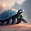 Placeholder: Mike Winkelmann style art, Fantastic digital art of a sitting meditating turtle holding a wooden rod, high definition, magical powers, close shot, background galaxy, 8k, extremely detailed