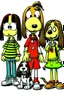 Placeholder: Snoop Dog and Woodstock, owner Charlie Brown, his sister Sally, best friends Linus & Lucy van Pelt, tomboy Peppermint Patty, her friend Marcie