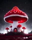 Placeholder: An illogically floating mushroom house on a clear night. white and white and red, Stars Dark cosmic interstellar. Detailed Matte Painting, deep color, fantastical, intricate detail, splash screen, hyperdetailed, insane depth, concept art, 8k resolution, trending on Artstation, Unreal Engine 5, color depth, backlit, splash art, dramatic, High Quality Whimsical Fun Imaginative Bubbly, perfect composition