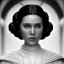 Placeholder: stunning half-body portrait photo of princess leia from Star Wars, hazel iris, wlop, artgerm, akihiko yoshida, and liang xing, detailed face, doe eyes, intricate braided hair style, symmetrical eyes, trending on artstation, highly detailed, white dress, dynamic pose, intricate outfit, space ship and galaxy background