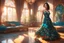 Placeholder: brunette woman standing in an elegant living room in a beautiful peacock feather dress in sunshine Weight:1 8k resolution concept art by Greg Rutkowski dynamic lighting hyperdetailed intricately detailed Splash art trending on Artstation triadic colors Unreal Engine 5 volumetric lighting Alphonse Mucha WLOP Jordan Grimmer orange and teal Weight:0.9