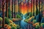 Placeholder: rainy forest in a psychedelic pattern in the illustrated style of Alex Grey