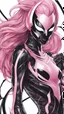 Placeholder: A close picture to Mix between gwenpool and symbiote, symbiote mask, pink and black custom, intricate details, highly detailedin in solo leveling shadow art style