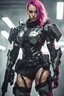 Placeholder: Full body image of a army cyberpunk cyborg beautiful super model girl,good body,lighting background