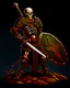 Placeholder: tabletop RPG skeleton warrior with sword and shield and rusted chainmail rpg art no background