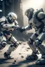 Placeholder: Robot fighting with human soldier