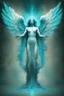 Placeholder: biblical accurate angel but a abstract surreal cyan bright holy flower