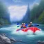 Placeholder: rafting down raging river, fine pen, puzzle