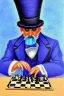 Placeholder: large hairy blue spider wearing a top hat and playing chess, neo-impressionism, trending on artstation, jungle setting, pastel colors,