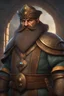 Placeholder: dnd character art of dwarf, long plated beard, high resolution cgi, 4k, unreal engine 6, high detail, cinematic, concept art, thematic background, well framed