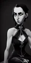 Placeholder: black and white Victorian portrait woman in dress sitting big splayed eyes lovecraftian tentacles