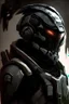 Placeholder: A soldier in the game Mass effect , he wears a BLACK skull helmet that covers his face, he is a rifleman, and his callsign is Titan. His colors are black and dark olive