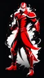 Placeholder: Dragman art illustration black background red and white color full body